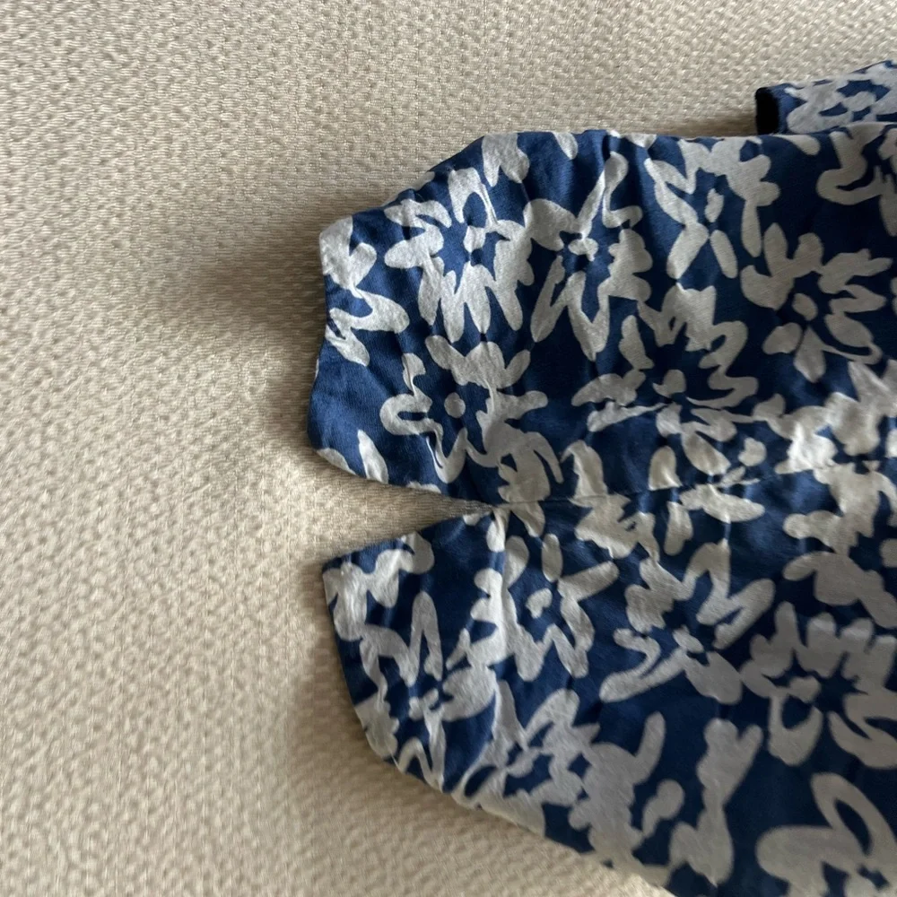 Brooks Bros Blue/White Floral Sleeveless Cotton/Silk Dress Preppy Office Sz 4